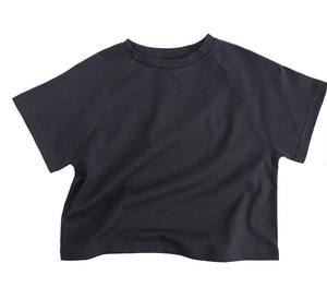 Vêtements pour enfants, t-shirt à manches courtes, été, couleur unie, col rond, décontracté, 100% coton - Product Image 5