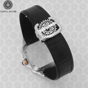 Charm Jewells Montre de luxe pour femme, boîtier en acier inoxydable or rose, bracelet en silicone, mouvement à quartz analogique, cristal saphir - Product Image 6