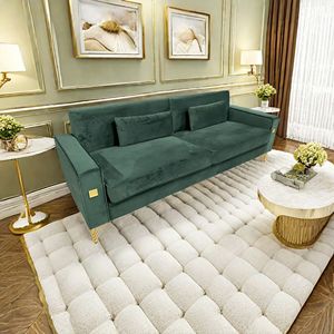 FX P18 RG2(SOFA) Divano di Lusso a 3 Posti in Velluto Verde Smeraldo con Dettagli Dorati, Divano Moderno per Soggiorno con Cuscini Morbidi - Product Image 5