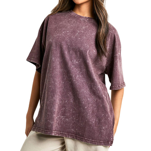 เสื้อยืดคอกลมแขนสั้นทรงโอเวอร์ไซส์สำหรับผู้หญิง ผ้าฝ้าย 100% สีพื้น ย้อมแบบไทได ทรงหลวม ใส่ได้ทุกฤดู เสื้อถักเจอร์ซีย์ - Product Image 5