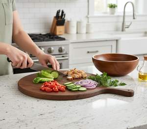 Planche de cuisine en bois finie à la main pour la découpe quotidienne, le hachage et la préparation des repas, avec un artisanat élégant et un design robuste - Product Image 6