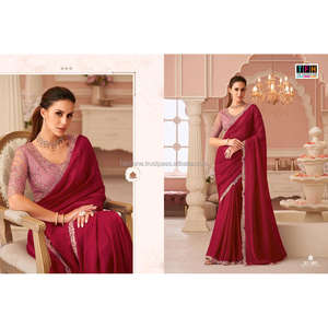 Tendencia India Bellamente diseñado Sari Premium Vichitra Red Label Sari Fiesta y desgaste de la boda Precio al por mayor - Product Image 5