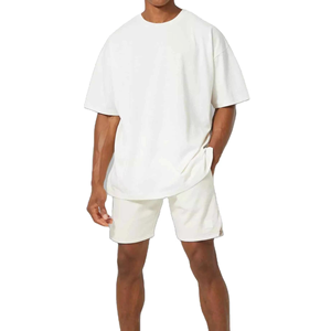 2026 Premium <b>Men</b> Oversized T Shirt And <b>Shorts</b> Set Casual <b>White</b> Summer Streetwear Loose Fit Breathable Two Piece Outfit - Product Image 1