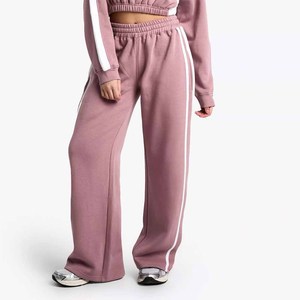 Ensemble de survêtement deux pièces pour femme, manches longues, col rond, coupe ample, sweat-shirt sportif, pantalon de jogging avec bande latérale, tissu polaire - Product Image 3