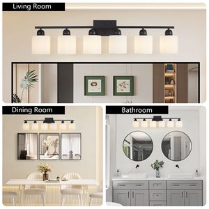 Modern 6-<b>Light</b> Black Vanity <b>Lights</b> 38-Inch Bathroom Lighting Fixtures Matte Mirror Wall <b>Sconces</b> for Bathroom Vanity Enhancement - Product Image 5