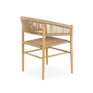 Modern Outdoor Armchair with Teak Wood Frame and Woven Rope Seat, PE Rattan Dining Chair for Patio, Garden and Resort - Product Image 5