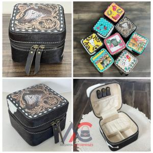 Estuche de Joyería de Cuero con Diseño Floral y Logotipo Personalizado al por Mayor, Mini Estuche de Viaje para Collares, Pendientes y Anillos - Product Image 1