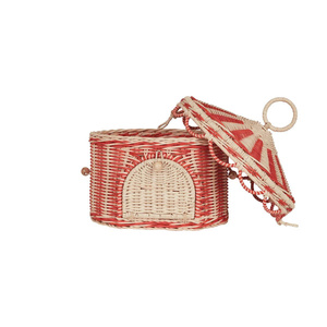 Adorable panier de rangement en rotin naturel fait main OEM ODM en forme de tente de cirque avec couvercle, organisateur pour chambre d'enfant, fabricant vietnamien - Product Image 2