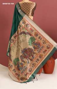 Nouvelle arrivée : Saree traditionnel indien en soie Khadi avec broderies Kalamkari et Zari, fournisseur de sarees de Surat, exportateur de mode féminine - Product Image 6