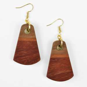 Boucles d'oreilles pendantes en résine et bois pour femme, forme géométrique, serti de canaux, design personnalisé, autres plaquages, style bohème, mode, fête MN - Product Image 3