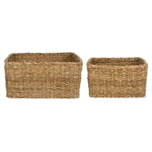 Ensemble de 2 paniers rectangulaires naturels faits à la main, paniers de rangement, vente en gros, écologiques, fabriqués au Vietnam - Product Image 1