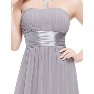 Robe de soirée élégante en mousseline de soie et dentelle pour femme, sans bretelles, sans manches, pour demoiselle d'honneur, mariage, cérémonie, sur mesure - Product Image 6
