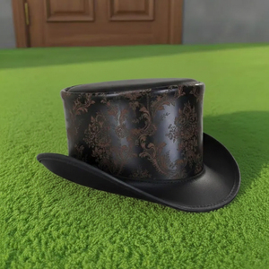 Chapeau haut de forme en cuir noir unisexe, fait main, sur mesure, de qualité supérieure, style steampunk victorien, pour costume. - Product Image 2