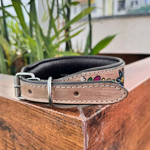 Nouveau collier de chien en cuir sculpté à la main formation florale collier de chiot rembourré haute qualité en cuir véritable colliers de chien confortables - Product Image 3
