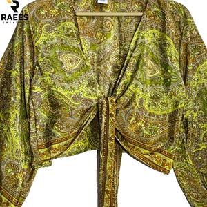 Haut de yoga croisé à nouer devant pour femme, manches longues, coupe courte, col en V, pour la gym, le ballet et le Pilates, vêtement de sport - Product Image 6