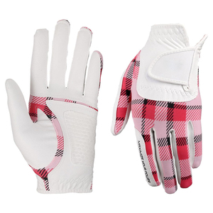 Guantes de Golf de Alta Calidad al por Mayor, Guantes Deportivos de Microfibra con Diseño a Cuadros Rosas, Antideslizantes, para Mano Derecha - Product Image 1