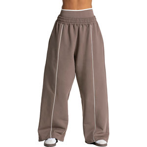 Pantalones de chándal casuales de mujer de cintura media, pierna ancha, holgados, estilo urbano, con bolsillos, para invierno, ODM, 100% algodón, pintados - Product Image 6