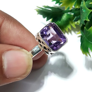 925 Sterling Silver Cushion Cut Amethyst <b>Ring</b> for Women Natural Purple Amethyst Gemstone <b>Ring</b> Gift <b>Ring</b> Wholesale Supplier - Product Image 1