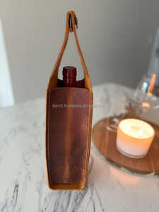 Porta Vino de Cuero Genuino de Diseño Boutique, Elegante Funda Protectora para Botellas de Vino, Funda de Regalo para Bebidas de Alta Calidad LEB-0089 - Product Image 5
