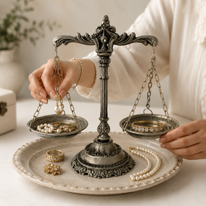 Luxury <b>Silver</b> Jewelry <b>Stand</b> Decorative Balance Style Organizer Necklace Bracelet Ring Holder Elegant Vanity Display Storage Plus - Product Image 3