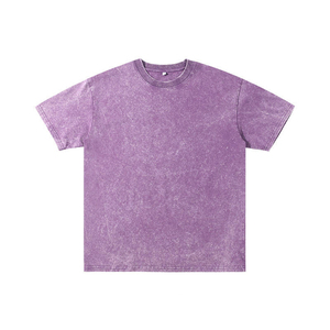 เสื้อยืดวินเทจสไตล์ย้อมสีแบบแอซิดวอชทรงหลวมไหล่ตก ผ้าหนา 100% คอตตอน สำหรับผู้ชาย - Product Image 3