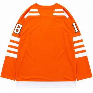Maillot de hockey sur glace orange à col en V, manches longues, imprimé, respirant, unisexe, vêtements de sport pour adultes - Product Image 2