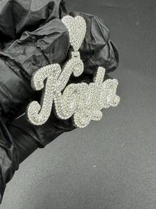 Colgante de Moissanita con Letra Personalizada Iced Out, Chapado en Rodio, Plata de Ley 925, con Engaste en Forma de Corazón, Unisex, Estilo Hip Hop - Product Image 4