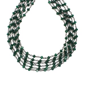 Chaîne de chapelet hydro-catholique vert émeraude, perles rondes facettées de 3 mm, fil plaqué noir, vente en gros - Product Image 2