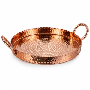 Bandeja de Cobre Hecha a Mano de 16 Pulgadas, Decoración Rústica para Mesa, Adorno para el Hogar, Hotel, Restaurante, Cocina, Bandeja para Servir - Product Image 1