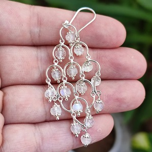 Boucles d'oreilles en pierre de lune arc-en-ciel en argent sterling 925, faites à la main, style bohème, pour femme, bijoux de promesse, pierre de naissance de juin - Product Image 3