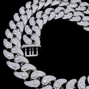 Man's 925 Silver Silver Plated Moissanite Cuban <b>Chain</b> Necklace Hip Hop Style Full <b>Iced</b> Micro Pave Round and Pear Cut Link <b>Chain</b> - Product Image 5