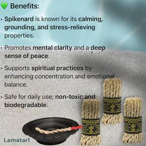 Ensemble d'encens en corde de nard fait à la main au Népal de 5 compagnons de méditation au parfum naturel brûlant doucement avec une mèche en papier Lokta - Product Image 5