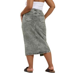 Vente en gros de jupes en jean pour femmes grande taille personnalisables, échantillon de tissu gratuit, meilleure qualité - Product Image 3