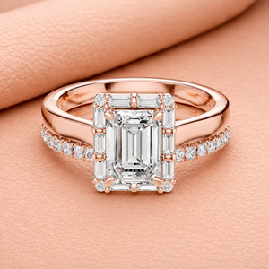 Luxury Emerald Cut <b>Diamond</b> Bridal <b>Ring</b> Set with Hidden Halo Double Band Engagement <b>Ring</b> in Gold Silver Rose Gold - Product Image 1