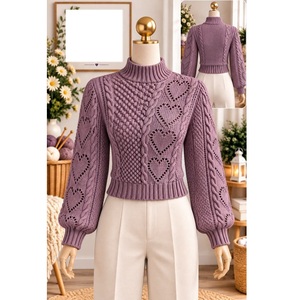 Pulls 100% acrylique ou coton, calibre 12, pour femmes, très tendance, style décontracté, pour la saison hivernale, fournisseur du Bangladesh. - Product Image 3