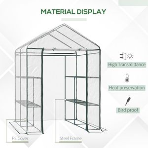 5 'X 5' X 6 'serra Walk-in con scaffalature a 3 livelli e porta avvoltiera per uso esterno e giardino - Product Image 4