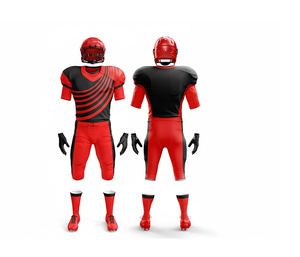 Maillots de football américain respirants, ensemble uniforme complet, sublimation personnalisée |   Tenue de football d'équipe |   Vêtements de sport en polyester respirant - Product Image 2