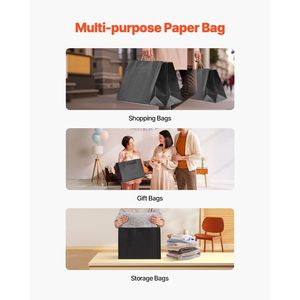 Bolsas de papel Kraft negras con asas 50 piezas 16x6x12 pulgadas para compras de fiesta y uso minorista - Product Image 6