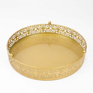 Premium Round Gold Iron <b>Cake</b> Display <b>Stand</b> with Floral Edge Dessert Pedestal for Wedding Reception Birthday Celebration and <b>Cake</b> - Product Image 6