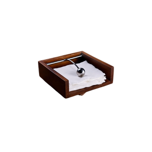 Moderno Porta Servilletas de Madera Maciza con Barra de Presión de Acero Inoxidable, Porta Servilletas Cuadrado Decorativo de Madera para Restaurante y Hogar - Product Image 4