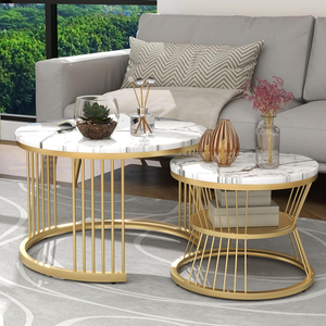 Durable Metal Iron Frame And <b>Top</b> <b>Round</b> Wood Serface Coffee <b>Table</b> for Home, Cafe, Hotel, Bedroom, Livingroom uses set of 2 - Product Image 2