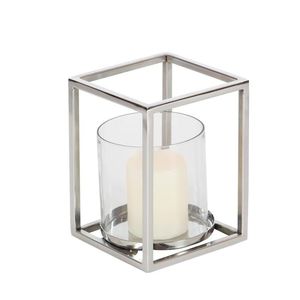 Metal Lantern with Glass Insert Modern Lantern for Indoor and Outdoor Decor Stylish Lantern Lighting for Home and Garden Spaces - Product Image 2