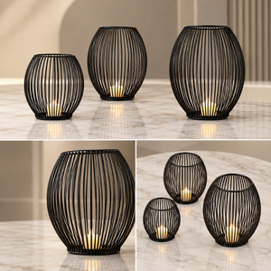 Metal <b>Tealight</b> <b>Candle</b> <b>Holder</b> Set Three Size Wire Lanterns Decorative Table Centerpiece Warm Ambiance Home Accents | Modern Decor - Product Image 4
