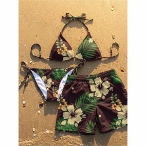 Traje de Baño Familiar a Juego para Vacaciones de Verano, Conjunto de Bikini Floral para la Playa - Product Image 1