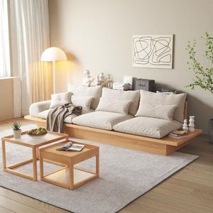 Minimalist Teak Wood <b>Floor</b> <b>Sofa</b> Set Modern Japanese Style Low Seating Couch for Living Room Villa Hotel Furniture - Product Image 1