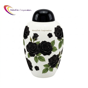 Urnes funéraires florales en métal haut de gamme pour cendres d'adultes, urne funéraire artisanale en aluminium avec couvercle à vis sécurisé - Product Image 4