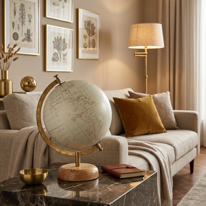 Luxury <b>Desk</b> Globe with Wood Iron & Plastic Stand | Decorative World Map Globe for Office <b>Desk</b>, <b>Study</b> Room & Home Interior - Product Image 4