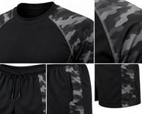 Ensemble short et rashguard à manches longues pour homme, camouflage noir, en spandex, écologique, séchage rapide, anti-UV, respirant, vêtements de sport pour les activités sportives