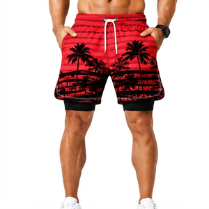 Shorts de bain pour hommes OEM avec poche étanche, séchage rapide, extensibles, pour la plage, logo personnalisé, short de surf, short de bain pour hommes, fabrication en usine. - Product Image 1