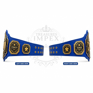 Ceinture de champion de lutte Champion du Monde Incassable avec boucle plaquée or bleu et impression par transfert thermique, taille adulte décontractée - Product Image 6